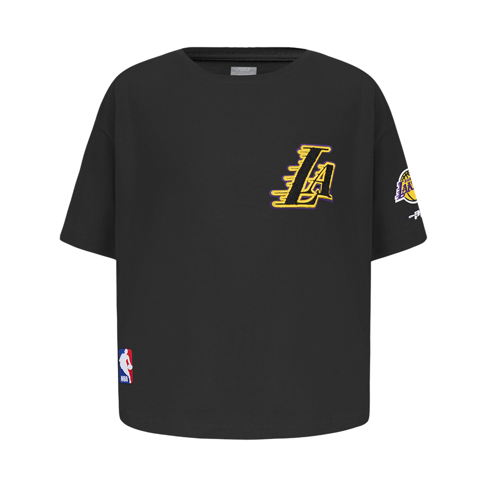 NBA LOS ANGELES LAKERS CLASSIC T-SHIRT À COUPE CARRÉE À MANCHES COURTES POUR FILLE ENFANT (NOIR)