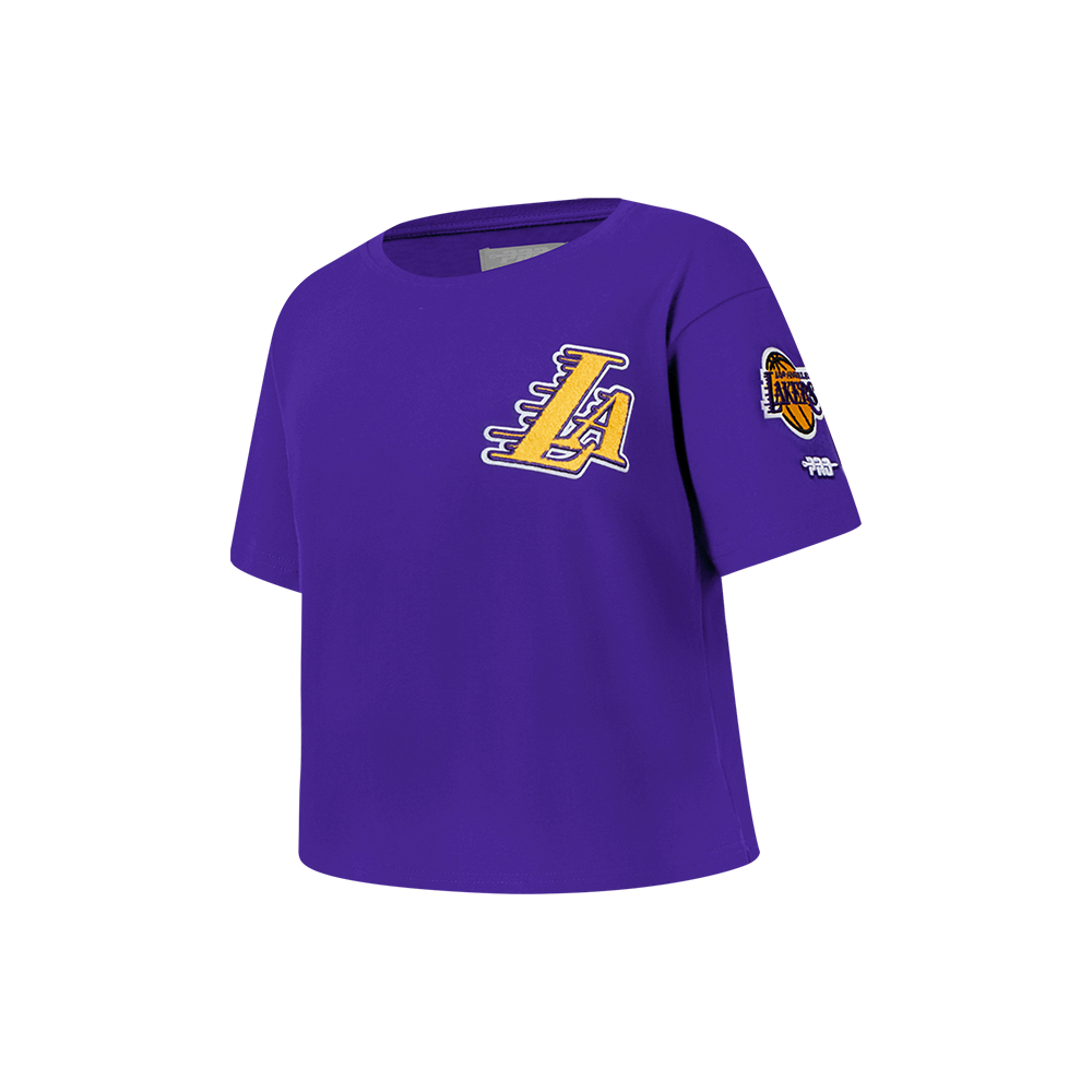 NBA LOS ANGELES LAKERS CLASSIC T-SHIRT À COUPE CARRÉE À MANCHES COURTES POUR FILLE ENFANT (VIOLET)