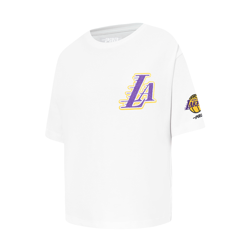 NBA LOS ANGELES LAKERS CLASSIC LITTLE GIRLS SS BOXY TEE (WHITE)