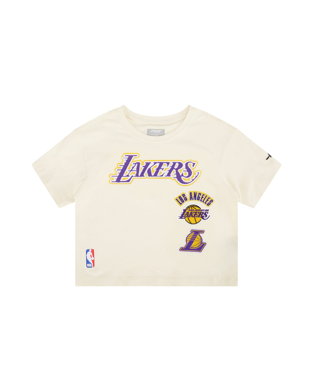NBA LOS ANGELES LAKERS RETRO CLASSIC LITTLE GIRL'S SHORT SLEEVE BOXY TEE (EGGSHELL)