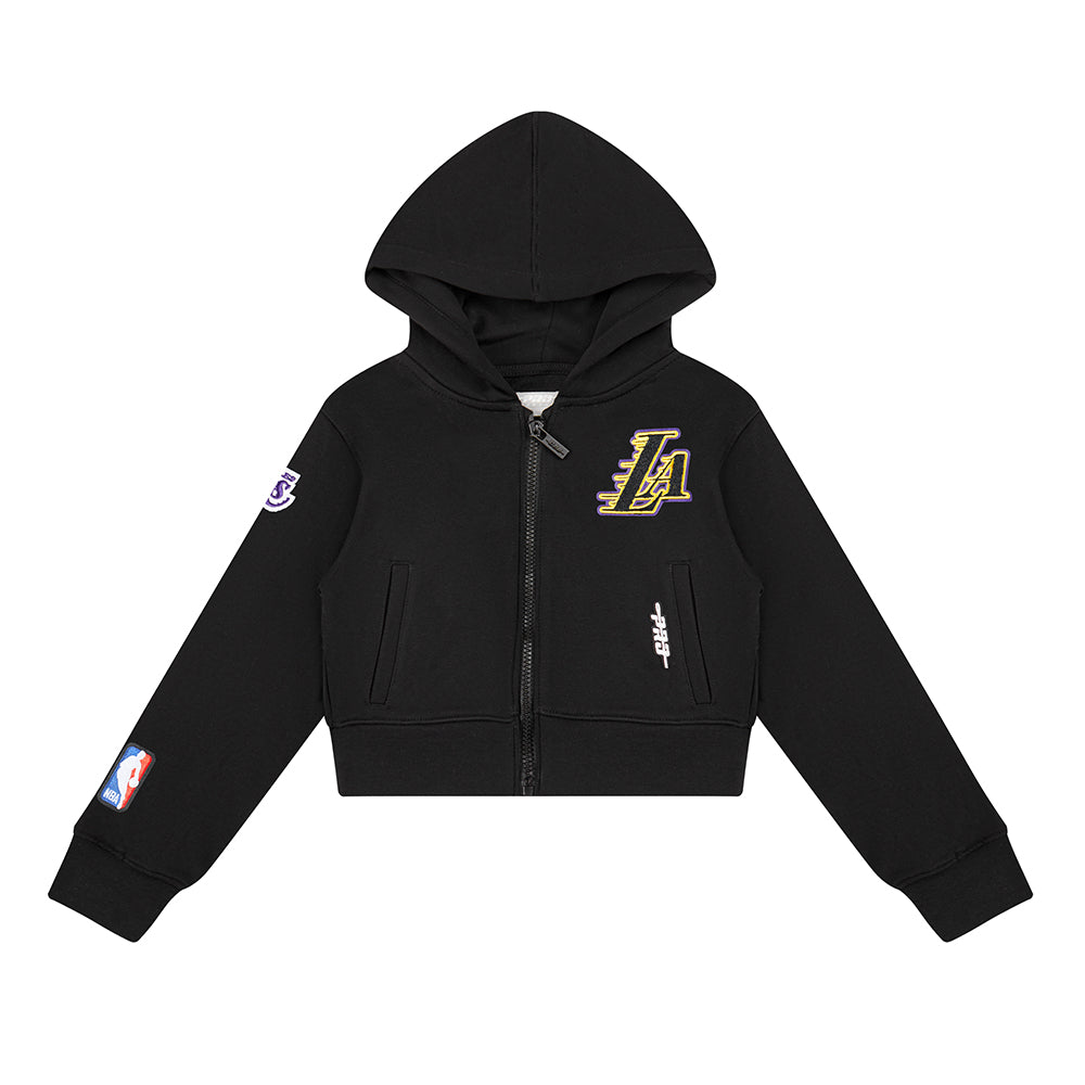NBA LOS ANGELES LAKERS CLASSIC LITTLE GIRL'S FLEECE FULL ZIP HOODIE (BLACK)