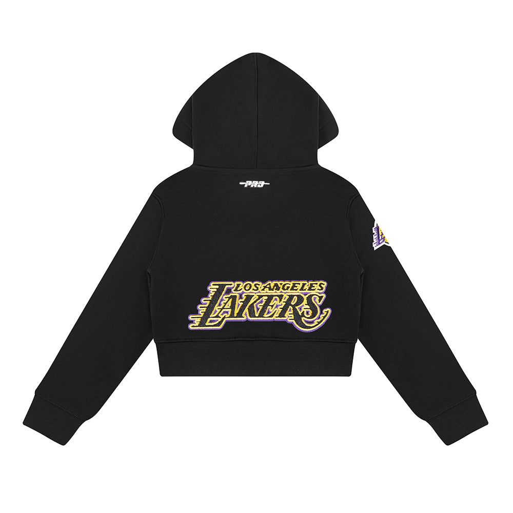 NBA LOS ANGELES LAKERS CLASSIC LITTLE GIRL'S FLEECE FULL ZIP HOODIE (BLACK)