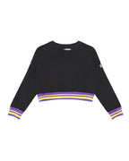 NBA LOS ANGELES LAKERS RETRO CLASSIC LITTLE GIRL'S RIB FLEECE CREWNECK (BLACK/PURPLE)