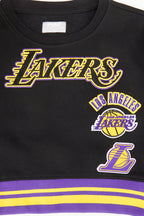 NBA LOS ANGELES LAKERS RETRO CLASSIC LITTLE GIRL'S RIB FLEECE CREWNECK (BLACK/PURPLE)