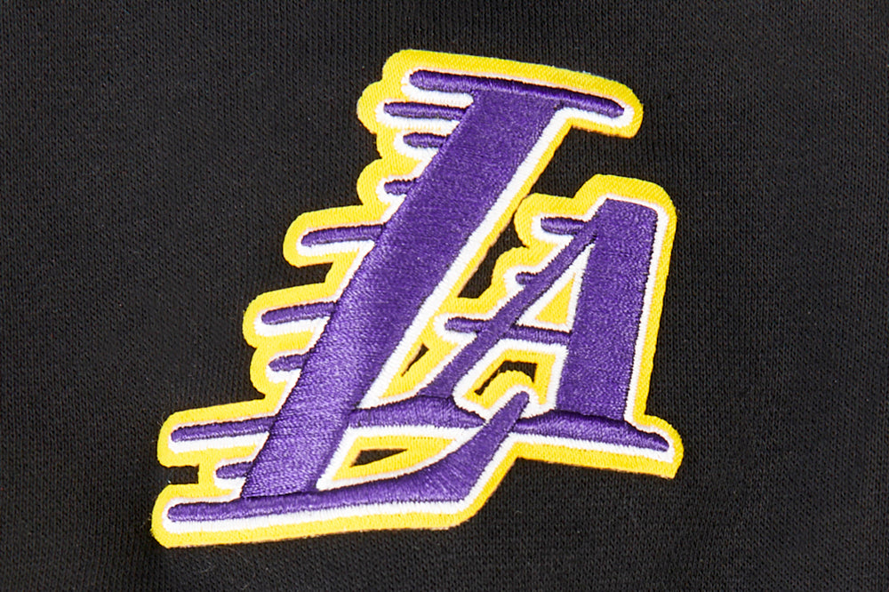 NBA LOS ANGELES LAKERS RETRO CLASSIC LITTLE GIRL'S RIB FLEECE CREWNECK (BLACK/PURPLE)