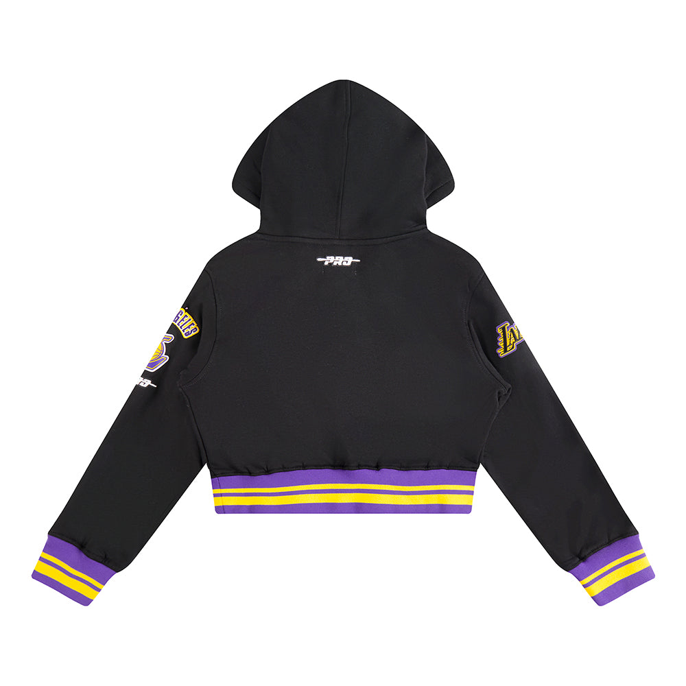 NBA LOS ANGELES LAKERS RETRO CLASSIC LITTLE GIRLS  RIB FLEECE PULLOVER HOODIE (BLACK/PURPLE)