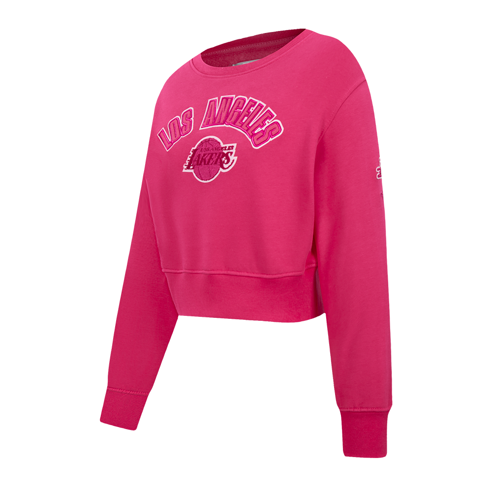 NBA LOS ANGELES LAKERS TRIPLE PINK LITTLE GIRLS FLEECE CREWNECK (BEETROOT PURPLE)