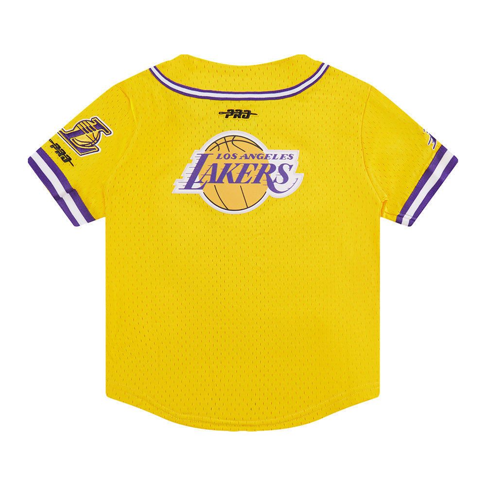 NBA LOS ANGELES LAKERS CLASSIC TODDLER BOYS MESH BUTTON DOWN SHIRT (YELLOW/PURPLE)