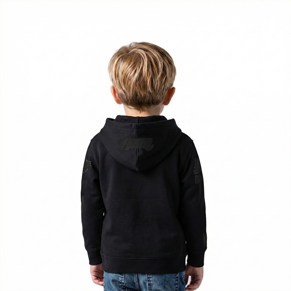 NBA LOS ANGELES LAKERS TRIPLE BLACK TODDLER BOY'S FLEECE PULLOVER HOODIE (BLACK)