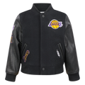 NBA LOS ANGELES LAKERS CLASSIC TODDLER BOY'S WOOL VARSITY JACKET (JET BLACK)