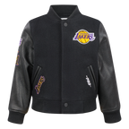 NBA LOS ANGELES LAKERS CLASSIC TODDLER BOY'S WOOL VARSITY JACKET (JET BLACK)