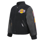 NBA LOS ANGELES LAKERS CLASSIC TODDLER BOY'S WOOL VARSITY JACKET (JET BLACK)