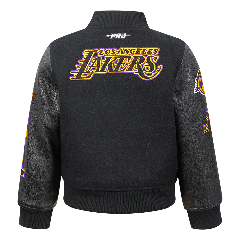 NBA LOS ANGELES LAKERS CLASSIC TODDLER BOY'S WOOL VARSITY JACKET (JET BLACK)