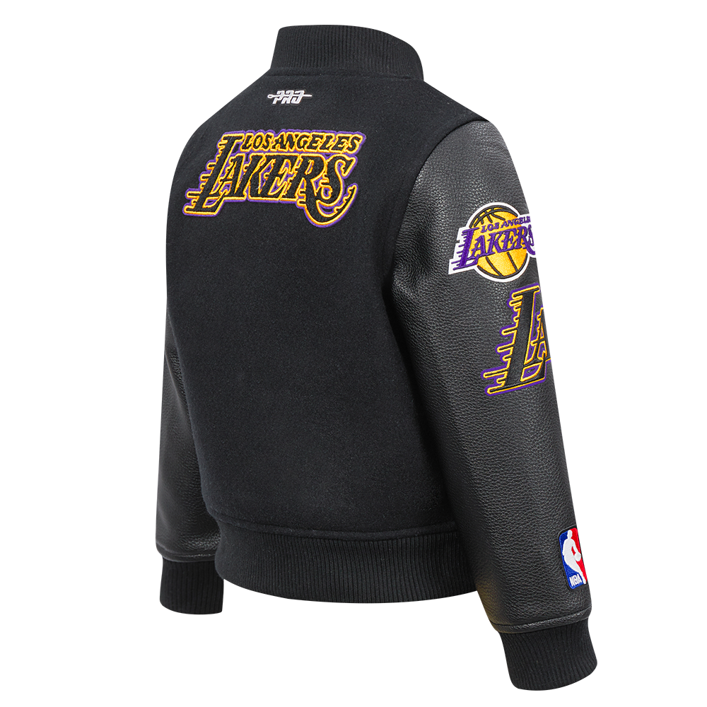 NBA LOS ANGELES LAKERS CLASSIC TODDLER BOY'S WOOL VARSITY JACKET (JET BLACK)