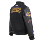 NBA LOS ANGELES LAKERS CLASSIC TODDLER BOY'S WOOL VARSITY JACKET (JET BLACK)