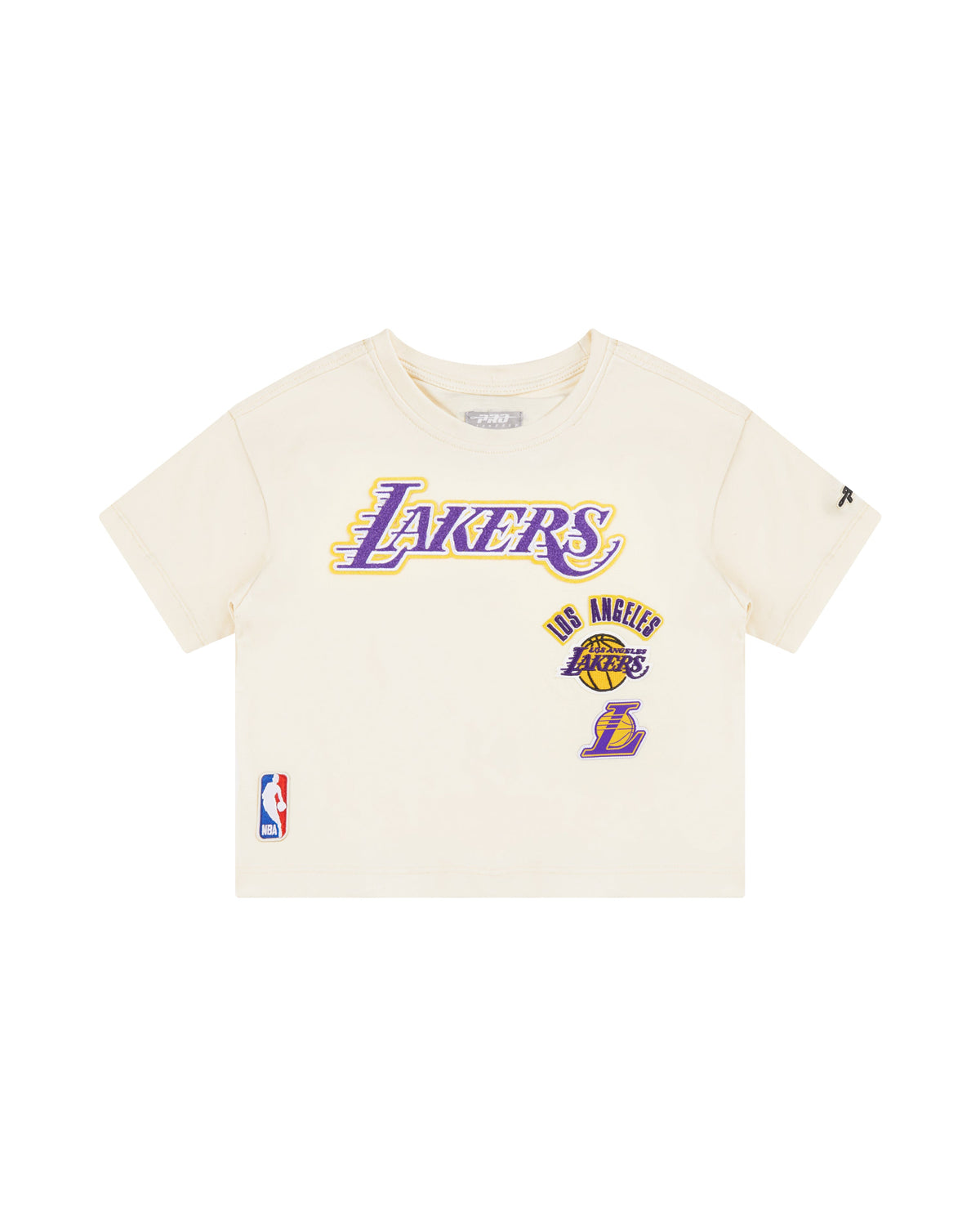 NBA LOS ANGELES LAKERS RETRO CLASSIC TODDLER GIRL'S SHORT SLEEVE BOXY TEE (EGGSHELL)