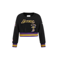 NBA LOS ANGELES LAKERS RETRO CLASSIC TODDLER GIRL'S RIB FLEECE CREWNECK (BLACK/PURPLE)