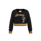 NBA LOS ANGELES LAKERS RETRO CLASSIC TODDLER GIRL'S RIB FLEECE CREWNECK (BLACK/PURPLE)