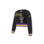 NBA LOS ANGELES LAKERS RETRO CLASSIC TODDLER GIRL'S RIB FLEECE CREWNECK (BLACK/PURPLE)