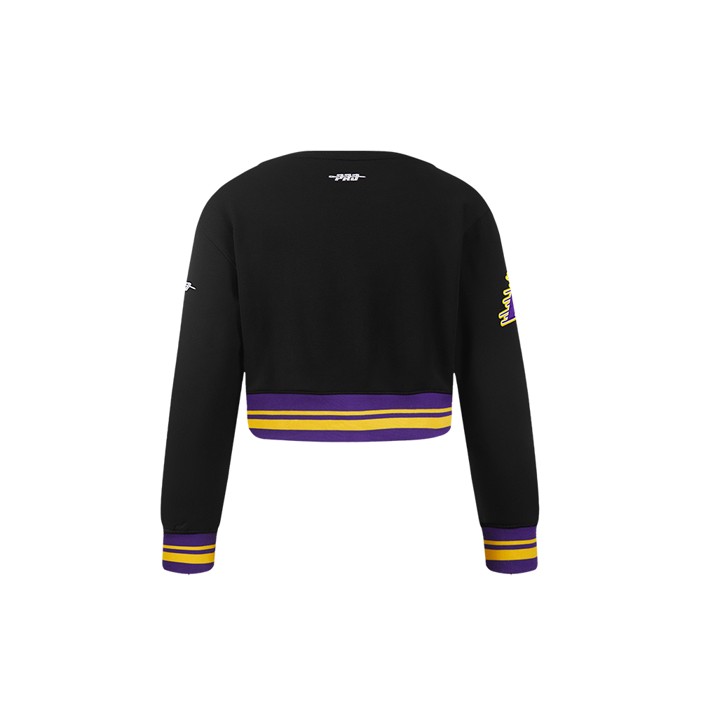 NBA LOS ANGELES LAKERS RETRO CLASSIC TODDLER GIRL'S RIB FLEECE CREWNECK (BLACK/PURPLE)