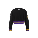 NBA LOS ANGELES LAKERS RETRO CLASSIC TODDLER GIRL'S RIB FLEECE CREWNECK (BLACK/PURPLE)