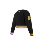 NBA LOS ANGELES LAKERS RETRO CLASSIC TODDLER GIRL'S RIB FLEECE CREWNECK (BLACK/PURPLE)