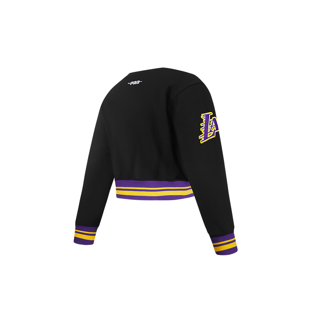 NBA LOS ANGELES LAKERS RETRO CLASSIC TODDLER GIRL'S RIB FLEECE CREWNECK (BLACK/PURPLE)