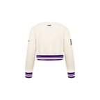 NBA LOS ANGELES LAKERS RETRO CLASSIC TODDLER GIRL'S RIB FLEECE CREWNECK (EGGSHELL/ PURPLE)