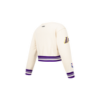 NBA LOS ANGELES LAKERS RETRO CLASSIC TODDLER GIRL'S RIB FLEECE CREWNECK (EGGSHELL/ PURPLE)