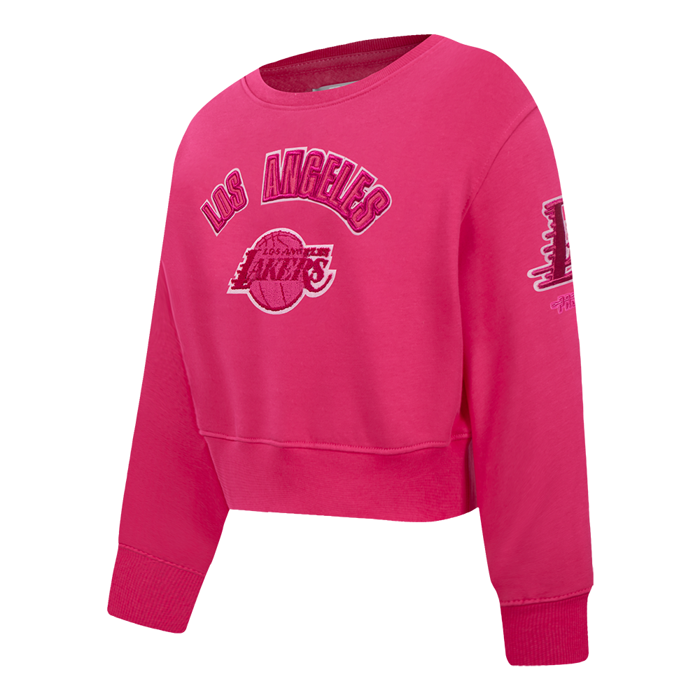 NBA LOS ANGELES LAKERS TRIPLE PINK TODDLER GIRLS FLEECE CREWNECK (BEETROOT PURPLE)