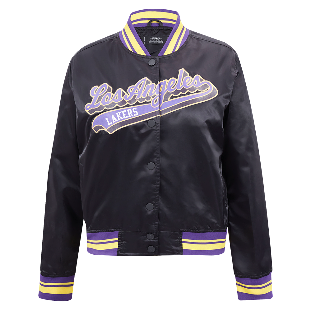 NBA LOS ANGELES LAKERS SCRIPT TAIL BLOUSON EN SATIN POUR FEMME (NOIR/VIOLET)