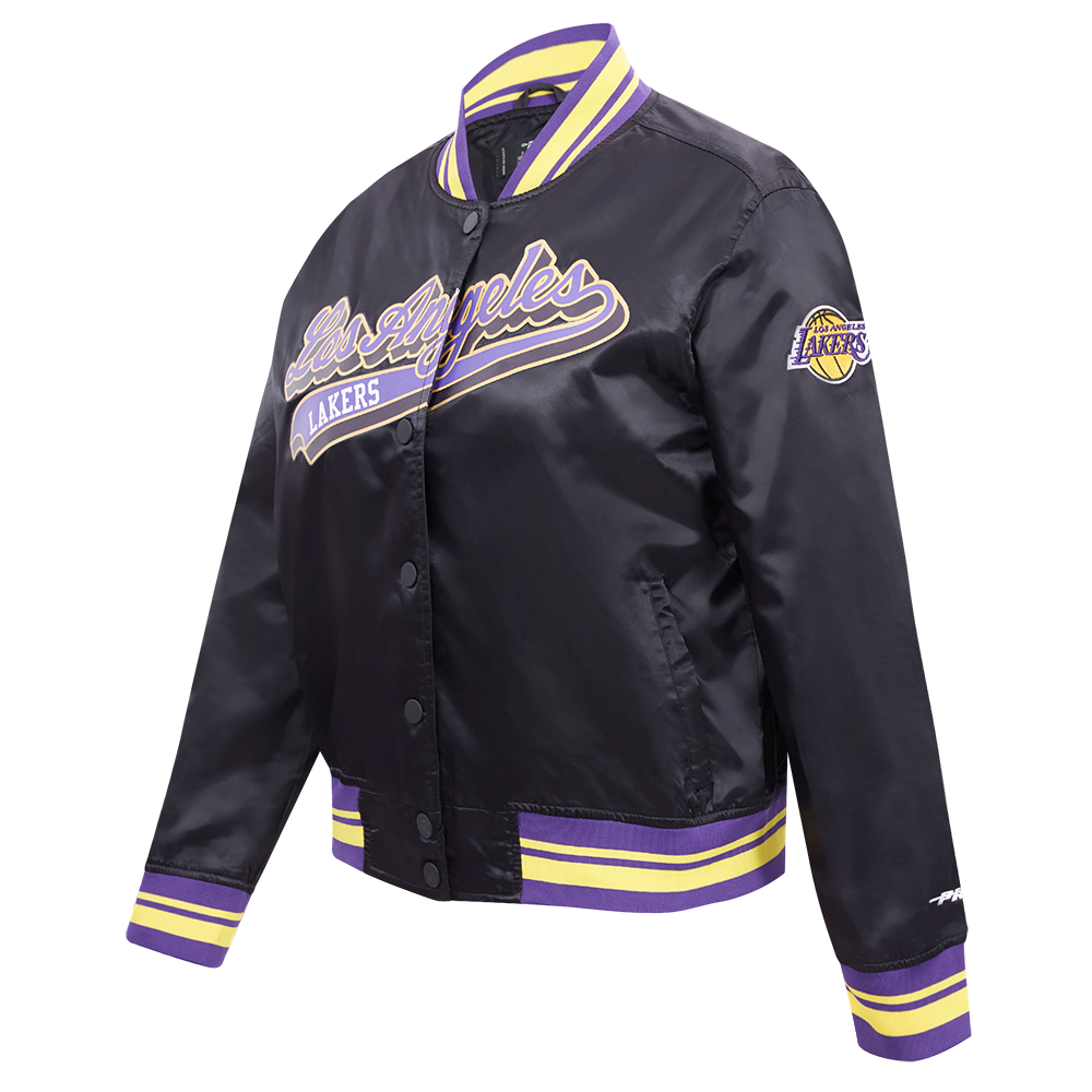 NBA LOS ANGELES LAKERS SCRIPT TAIL BLOUSON EN SATIN POUR FEMME (NOIR/VIOLET)