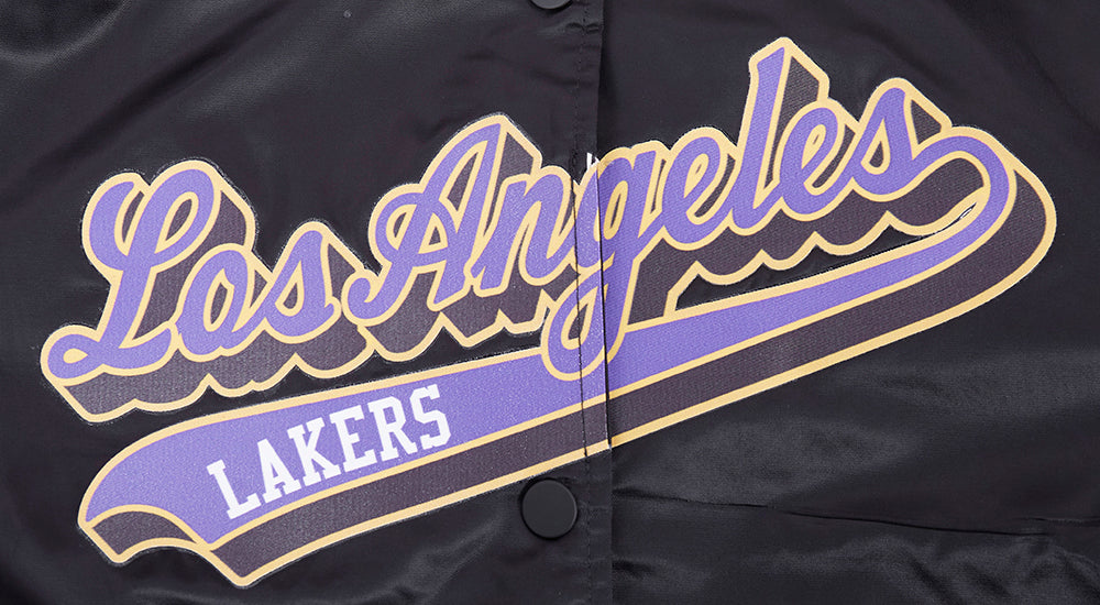 NBA LOS ANGELES LAKERS SCRIPT TAIL BLOUSON EN SATIN POUR FEMME (NOIR/VIOLET)