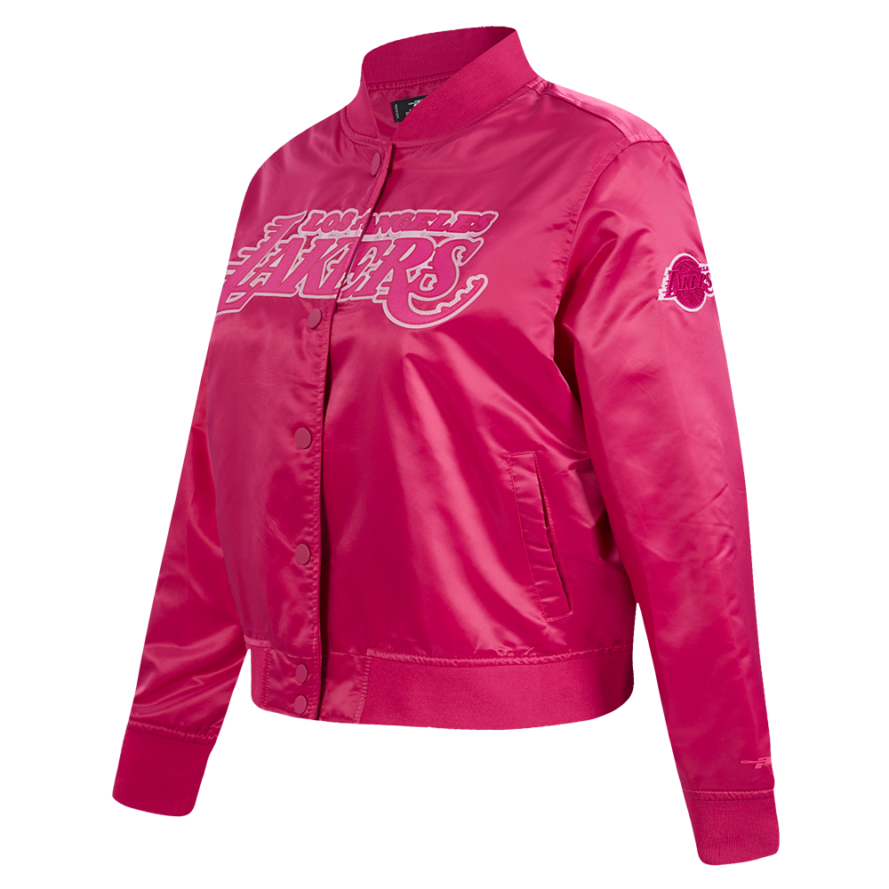 NBA LOS ANGELES LAKERS CLASSIC TRIPLE PINK WOMEN'S SATIN JACKET (BEETROOT PURPLE)
