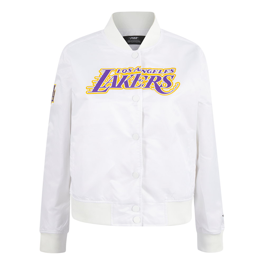 NBA LOS ANGELES LAKERS CLASSIC WOMEN'S SATIN JACKET (WHITE)