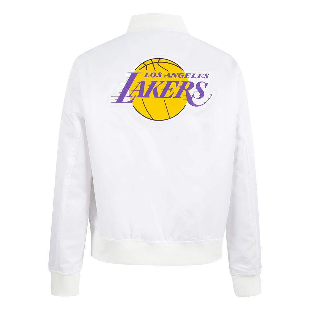 NBA LOS ANGELES LAKERS CLASSIC WOMEN'S SATIN JACKET (WHITE)