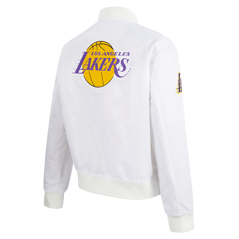 NBA LOS ANGELES LAKERS CLASSIC WOMEN'S SATIN JACKET (WHITE)