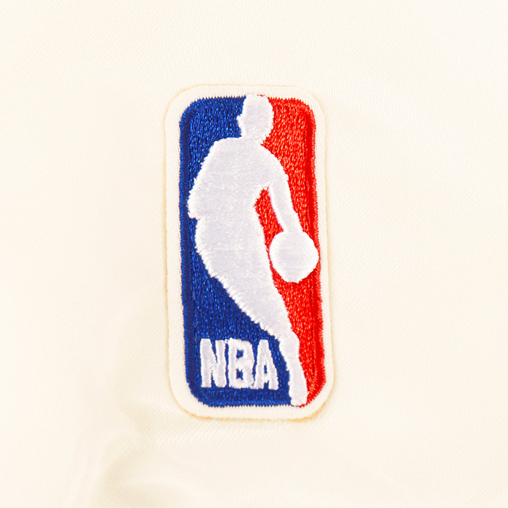 NBA LOS ANGELES LAKERS RETRO CLASSIC BLOUSON EN SATIN À BORDS CÔTELÉS POUR FEMME (COQUILLE D'ŒUF/VIOLET)