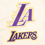 NBA LOS ANGELES LAKERS RETRO CLASSIC BLOUSON EN SATIN À BORDS CÔTELÉS POUR FEMME (COQUILLE D'ŒUF/VIOLET)