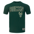 NBA MILWAUKEE BUCKS CLASSIC T-SHIRT RAYÉ EN FILET POUR HOMME (VERT FORÊT)