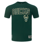 NBA MILWAUKEE BUCKS CLASSIC T-SHIRT RAYÉ EN FILET POUR HOMME (VERT FORÊT)