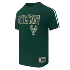 NBA MILWAUKEE BUCKS CLASSIC T-SHIRT RAYÉ EN FILET POUR HOMME (VERT FORÊT)