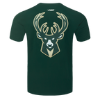 NBA MILWAUKEE BUCKS CLASSIC T-SHIRT RAYÉ EN FILET POUR HOMME (VERT FORÊT)