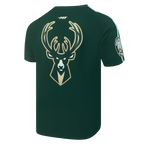 NBA MILWAUKEE BUCKS CLASSIC T-SHIRT RAYÉ EN FILET POUR HOMME (VERT FORÊT)