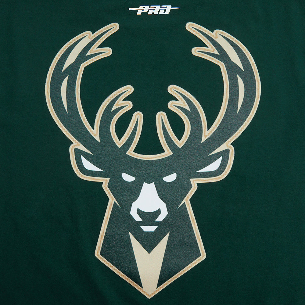 NBA MILWAUKEE BUCKS CLASSIC T-SHIRT RAYÉ EN FILET POUR HOMME (VERT FORÊT)