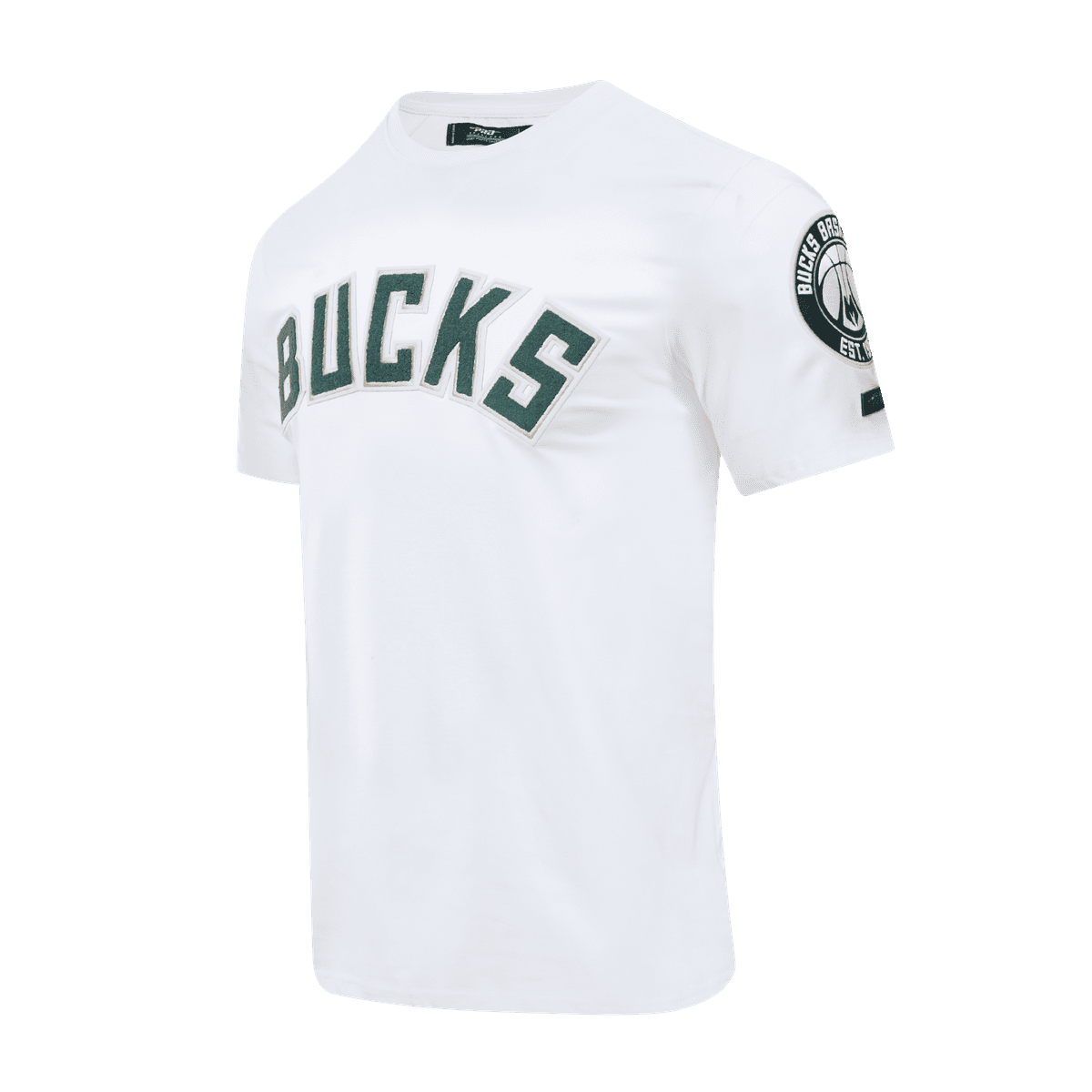 NBA MILWAUKEE BUCKS CLASSIC CHENILLE T-SHIRT POUR HOMME (BLANC)