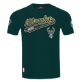 NBA MILWAUKEE BUCKS SCRIPT TAIL T-SHIRT POUR HOMME (VERT FORÊT)