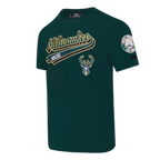 NBA MILWAUKEE BUCKS SCRIPT TAIL T-SHIRT POUR HOMME (VERT FORÊT)