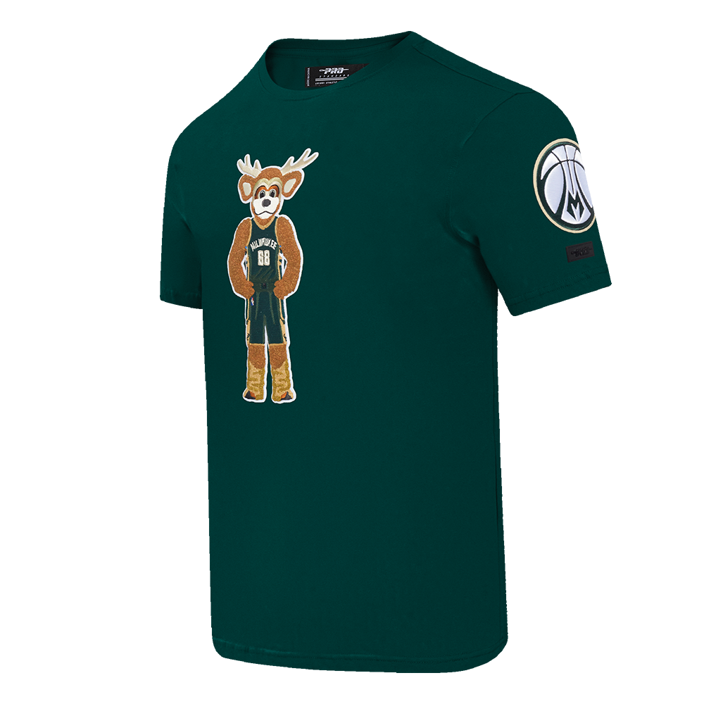 NBA MILWAUKEE BUCKS MASCOT MEN'S SINGLE JERSEY TEE (FOREST GREEN)