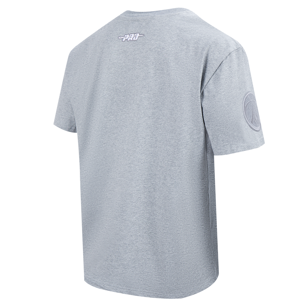 NBA MILWAUKEE BUCKS REVERSE FRENCH TERRY T-SHIRT EN JERSEY DE COTON À ÉPAULES TOMBANTES POUR HOMME (GRIS CHINÉ FONCÉ)